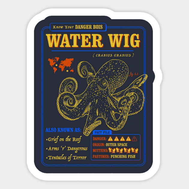 Funny Octopus Fact File - Water Wig Sticker by dumbshirts